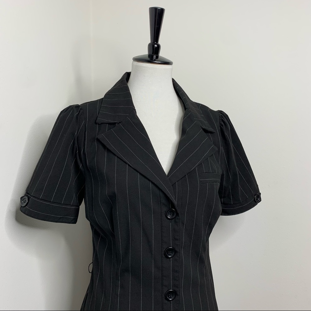 H&M | Black & White Pinstripe Fitted Bodycon Workwear Menswear Dress